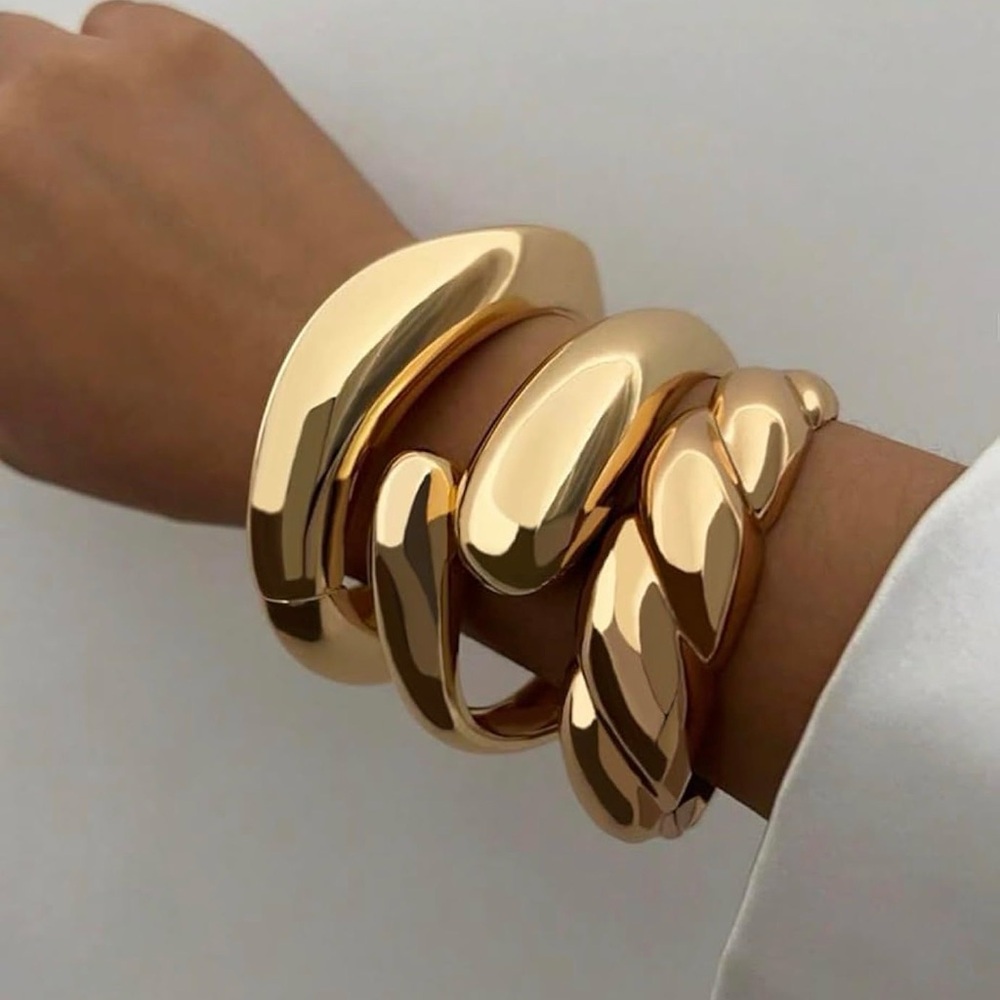 Gold Chunky Bangle Bracelet Stackable